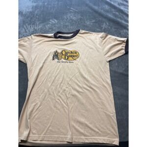 Cracker Barrel Old Country Store Ringer T Shirt Mens XL Beige Brown Logo Graphic